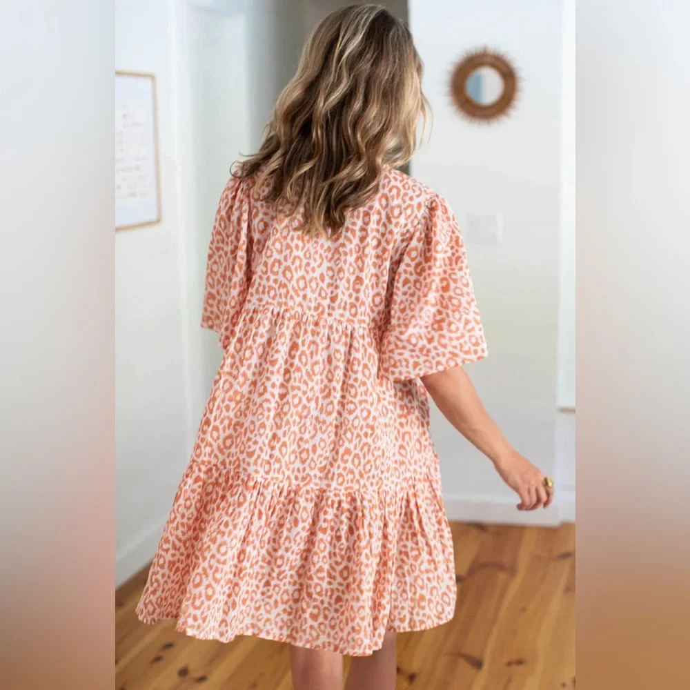 Emerson Fry India Collection Isla Dress Sunbaked Leopard Organic Size XS /S - Picture 3 of 8